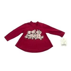 NWT Vintage M Girls Spumoni San Francisco Pink Teddy Bear Tee Shirt Top Long Slv